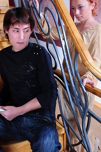 an older girl has her engulfs jizz-shotgun rubbed by a much sexy guy in couch